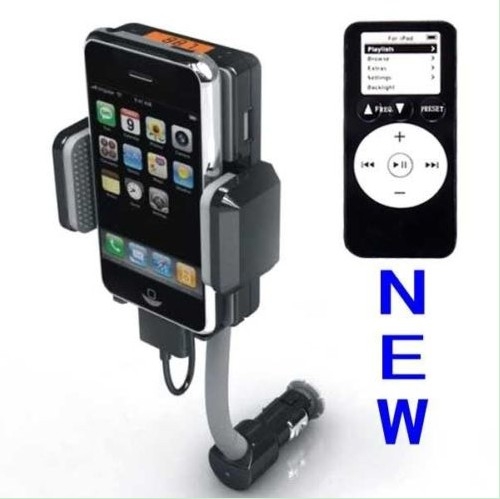 Držák, FM transmitter a nabíječka do auta pro iPhone, iPod